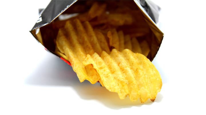 open packet of crisps