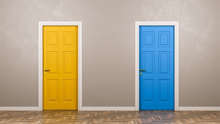Yellow door and blue door
