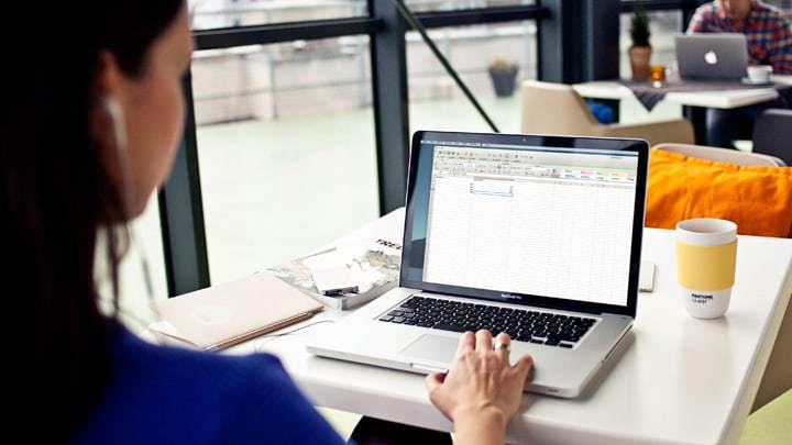 Woman working on laptop