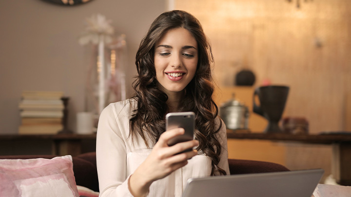 Woman looking at mobile phone