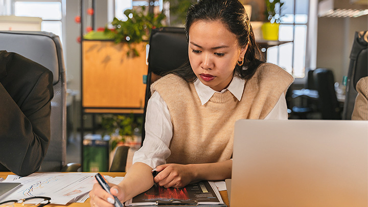 Woman at desk working